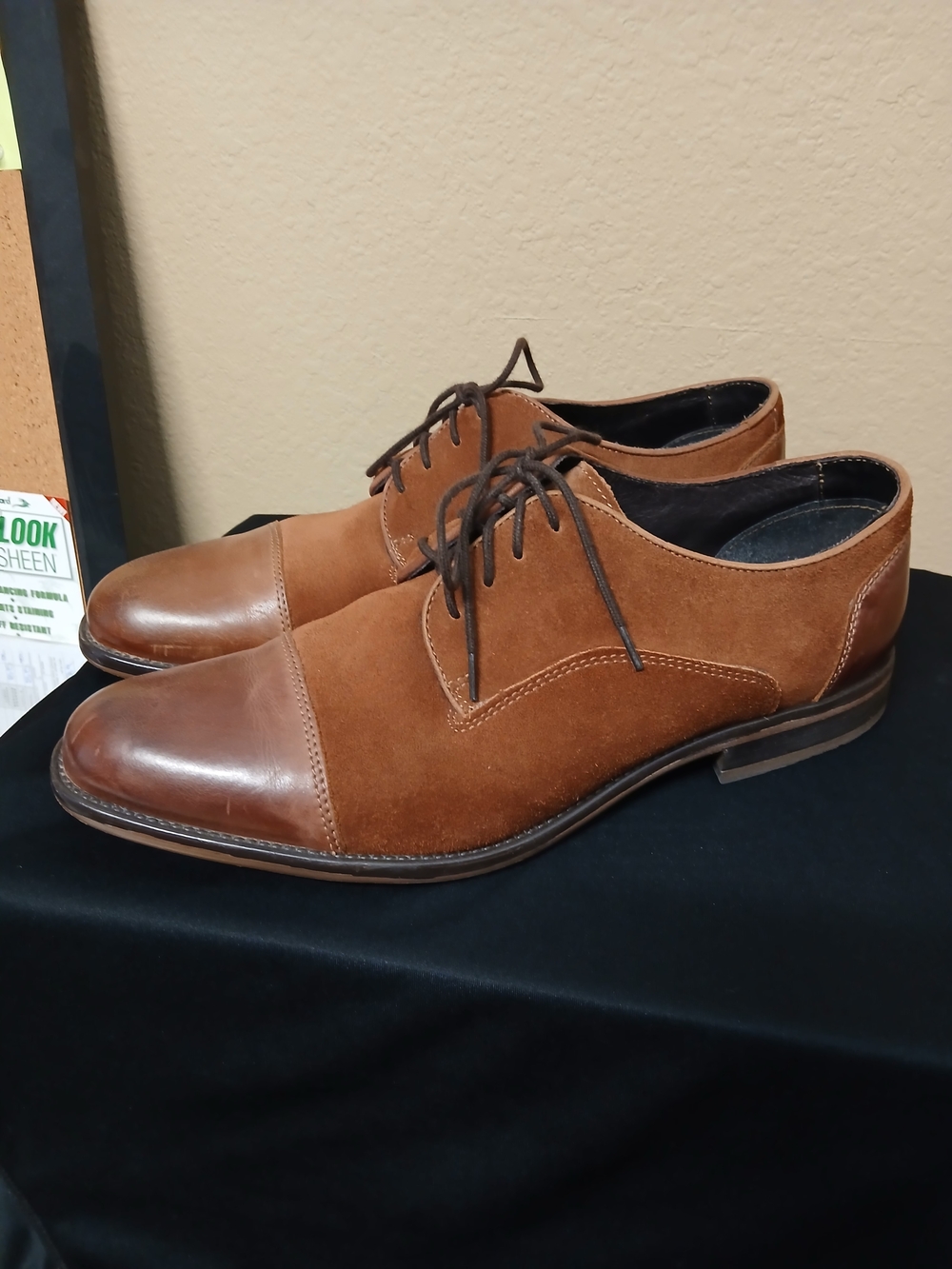 Alfani Men's Two-Tone Tan Suede & Leather Cap-Toe Derbys